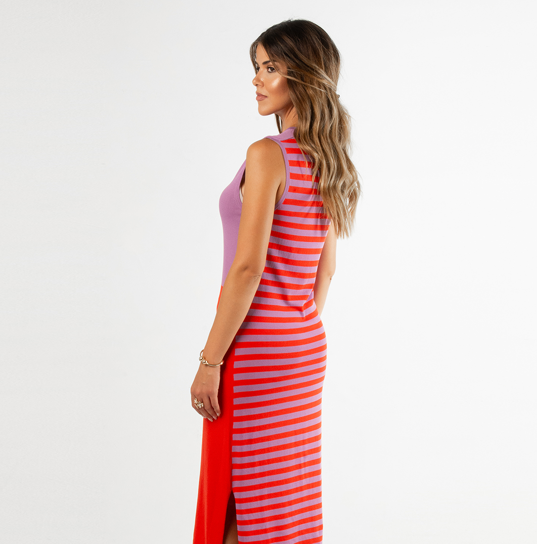 VESTIDO PUNTO BICOLOR