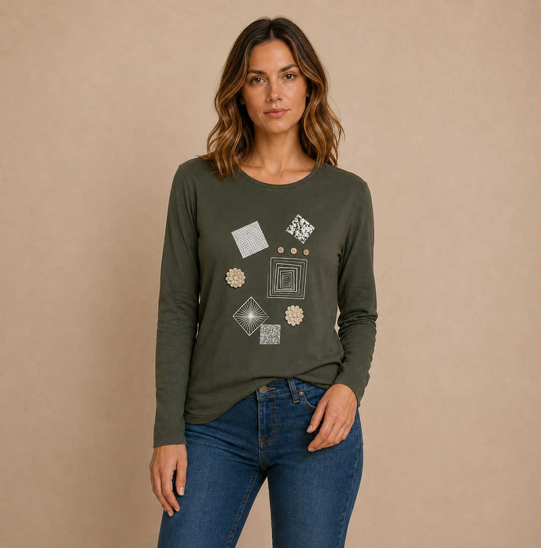 CAMISETA FLORES CROCHET